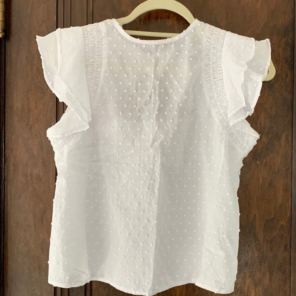 Swiss dot flutter sleeve blouse